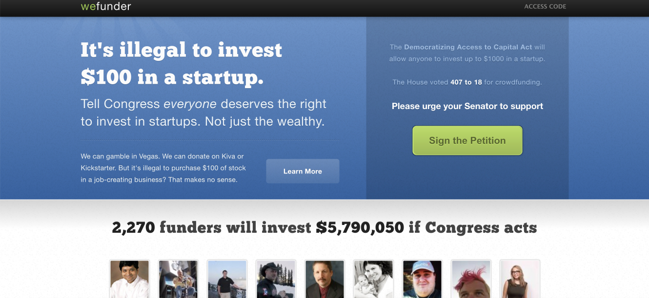 original wefunder home page